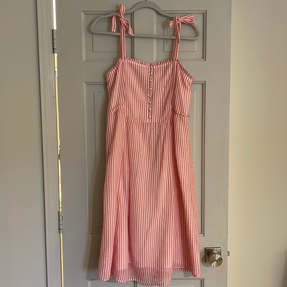 Sézane pink and white striped dress